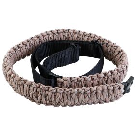 Tactical Paracord Sling Adjustable Paracord Strap Gun Belt Rifle Gun Sling w/ Dual Point 360 Degree Swivel Rotating Latches (Option: HG_GunSling(Black_TanCamo)_GPCT2542)