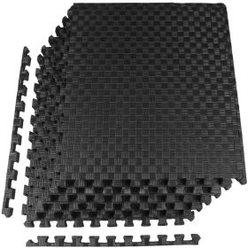 Only Supports Self Pickup  Jigsaw Sports Mat With EVA Foam Interlocking Tiles For Gymnastics And Home Gym Floor Protection, Various Sizes And Col (Option: Black 1inch 6Pieces)