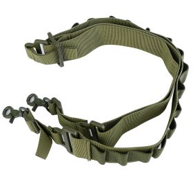 Tactical Shotgun Sling 2 Point Gun Sling Adjustable Shoulder Strap Rifle Shotgun Belts w/ 15-Shell Holders (Option: HG_SinglePointGunSling(Green)_GPCT2543)