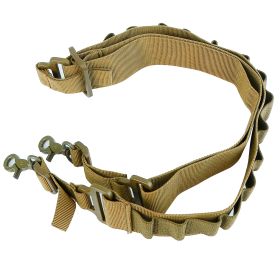 Tactical Shotgun Sling 2 Point Gun Sling Adjustable Shoulder Strap Rifle Shotgun Belts w/ 15-Shell Holders (Option: HG_SinglePointGunSling(Khali)_GPCT2543)