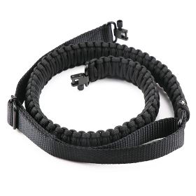 Tactical Paracord Sling Adjustable Paracord Strap Gun Belt Rifle Gun Sling w/ Dual Point 360 Degree Swivel Rotating Latches (Option: HG_GunSling(Black)_GPCT2542)